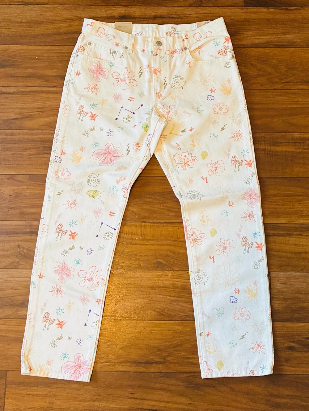 NWT Women’s Levi’s Middy Straight Colorful Sketch Floral Pants Size 30x30